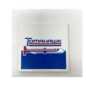 Vtg U.S Navy Tomahowk Missile Ceramic Tile Desk Trivet Accessory Paperweight